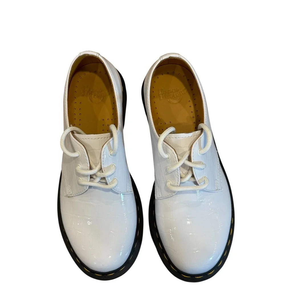 Dr. Martens 1461 White Patent Croc Emboss Leather Oxford Shoes Women's US 6 - Picture 6 of 7